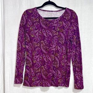 White Stag Purple Cotton Knit Long Sleeve Shirt